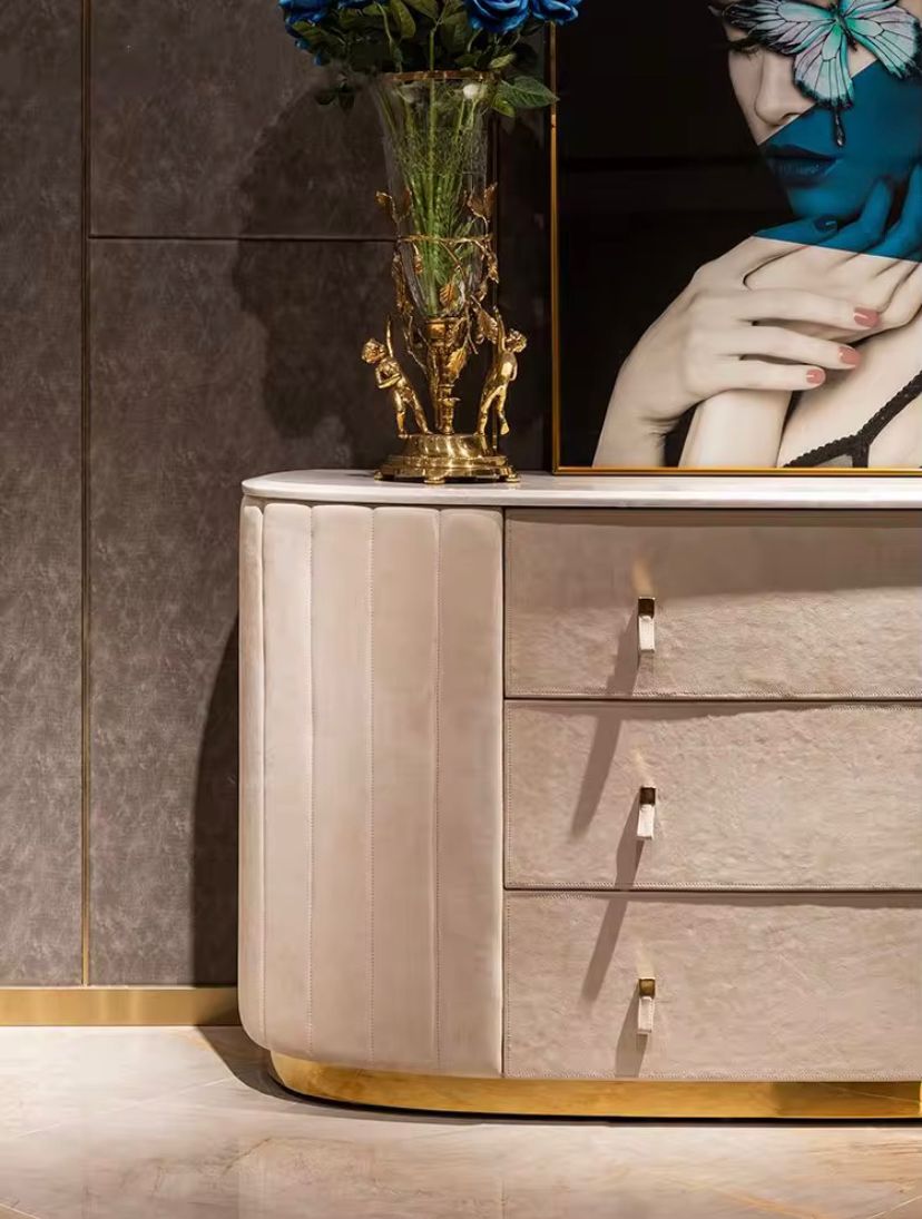 Modern Dresser Italian Bedroom Furniture 3 - 9 Drawer Solid Wooden Marble Luxury Design Cabinet