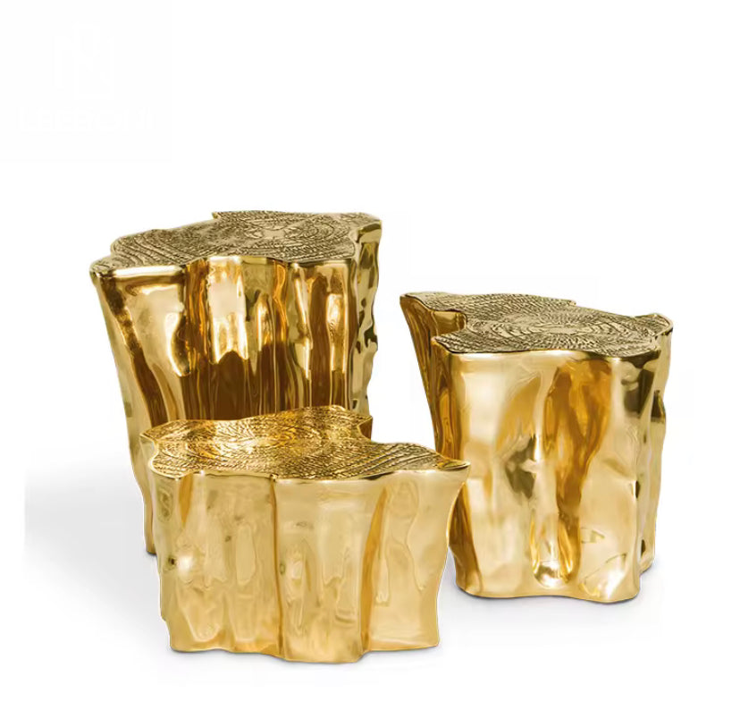 Pure Brass Luxury Coffee Table Set - Custom Modern Gold Indoor Furniture
