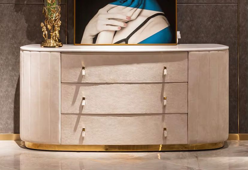 Modern Dresser Italian Bedroom Furniture 3 - 9 Drawer Solid Wooden Marble Luxury Design Cabinet