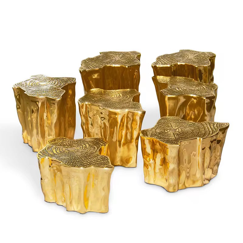 Pure Brass Luxury Coffee Table Set - Custom Modern Gold Indoor Furniture