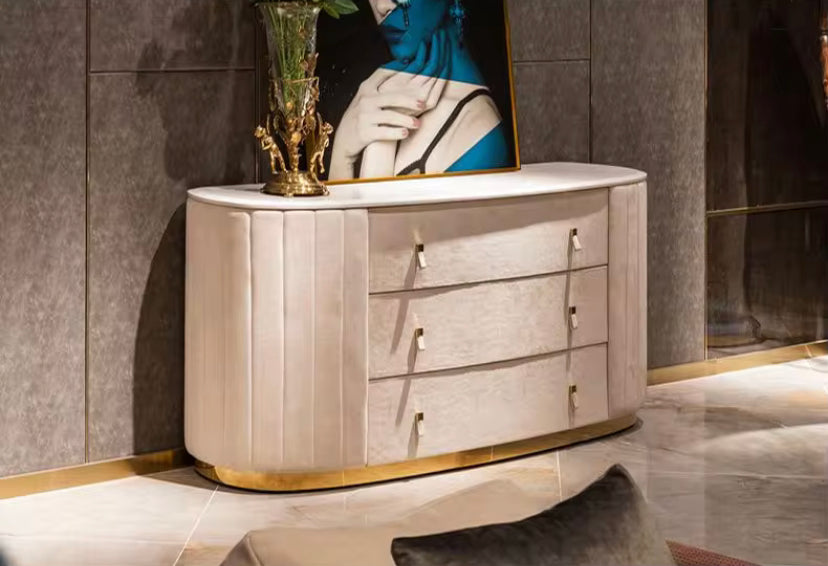 Modern Dresser Italian Bedroom Furniture 3 - 9 Drawer Solid Wooden Marble Luxury Design Cabinet