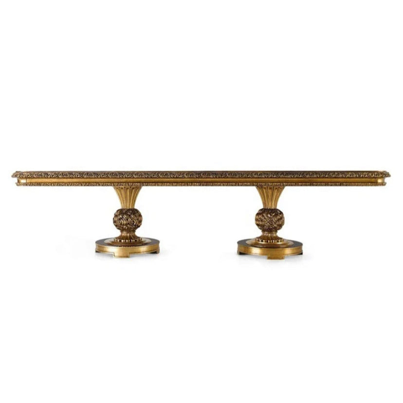 Baroque Design Luxury Dining Table Set - French Antique Solid Wood Furniture