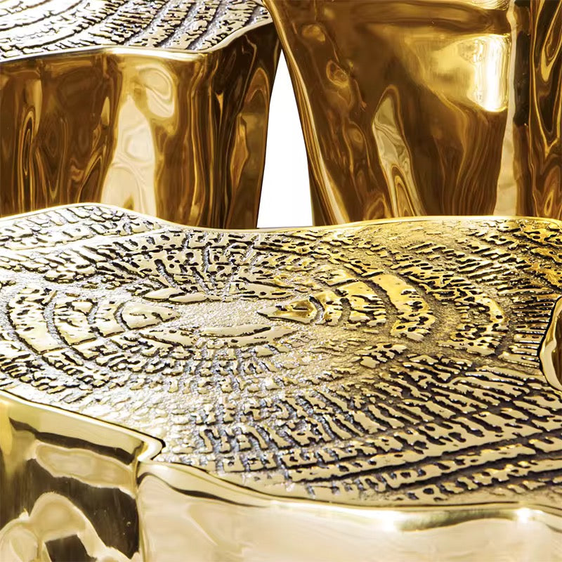 Pure Brass Luxury Coffee Table Set - Custom Modern Gold Indoor Furniture