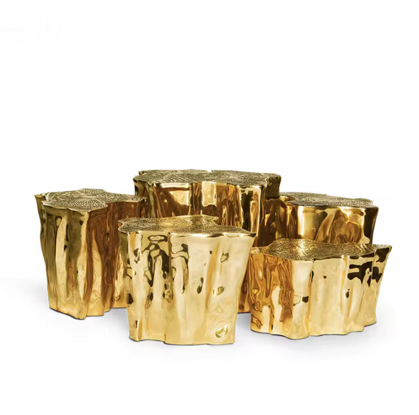 Pure Brass Luxury Coffee Table Set - Custom Modern Gold Indoor Furniture
