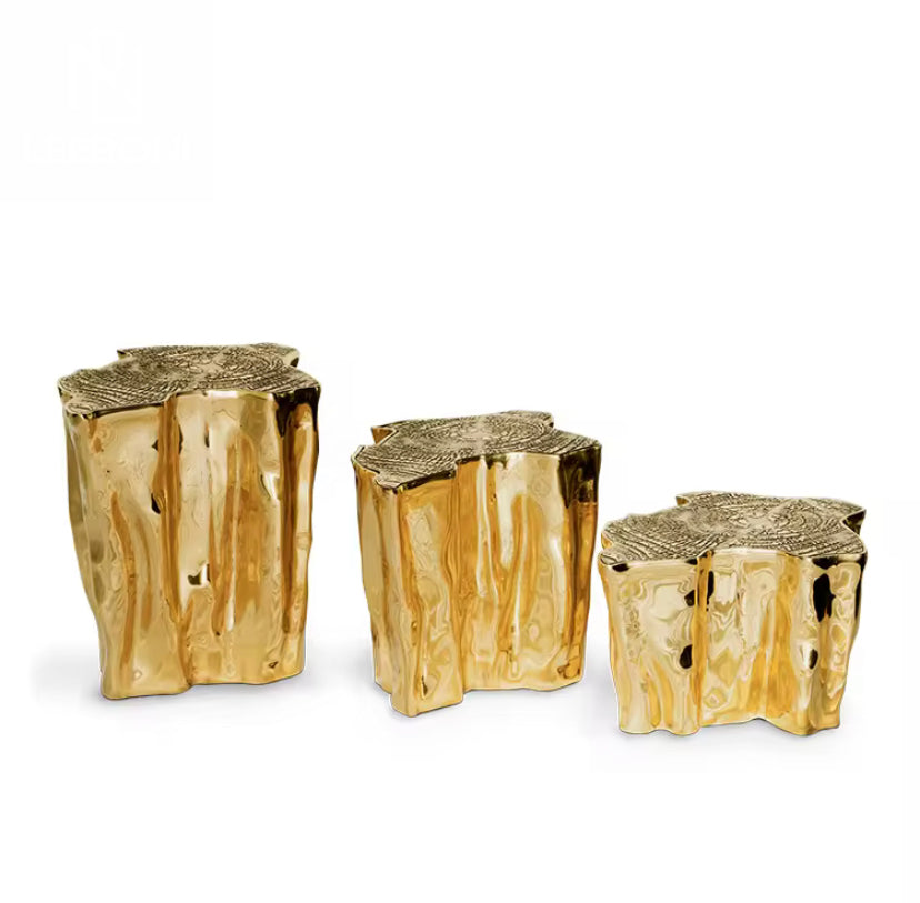 Pure Brass Luxury Coffee Table Set - Custom Modern Gold Indoor Furniture