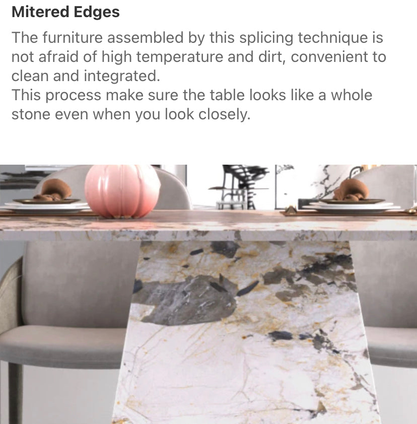 Modern Luxury Rectangular Marble Dining Table - Pandora Finish Italian Design