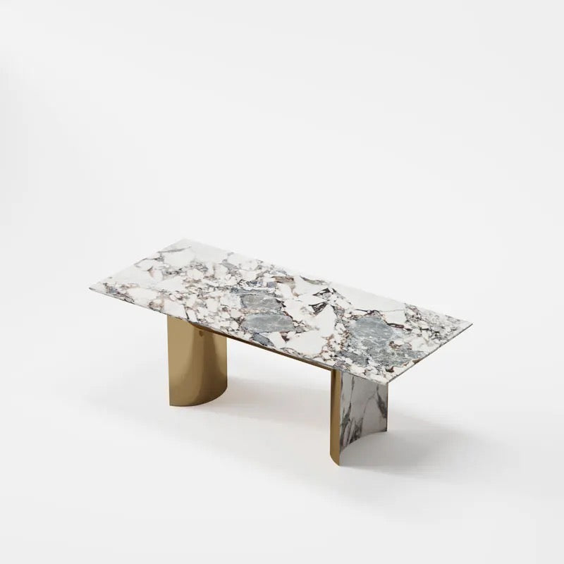Luxury Italian Modern Rectangular Marble Dining Table - 6/8-Seater Metal Base