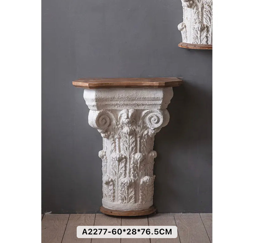 Vintage Wooden Narrow Console Table - Carved Mid-Century Accent Table