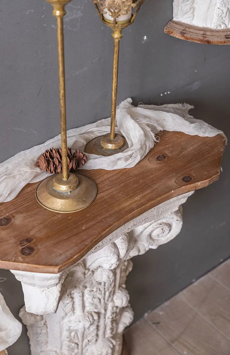 Vintage Wooden Narrow Console Table - Carved Mid-Century Accent Table