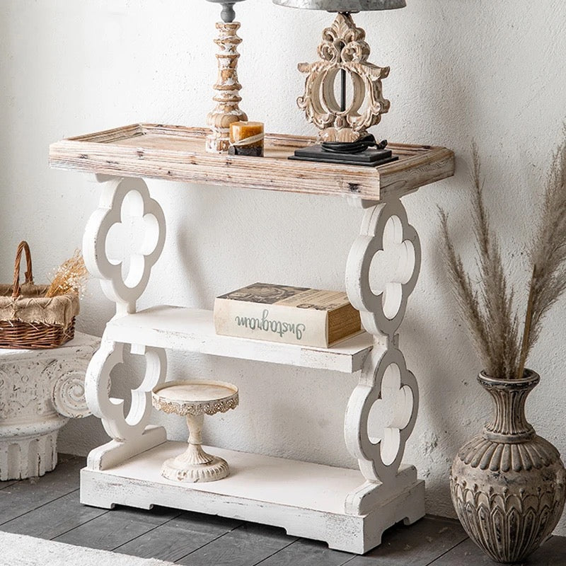 Home Furniture Hallway Table Solid Wood Carved Living Room, Floor Decorative Shelf Consoles