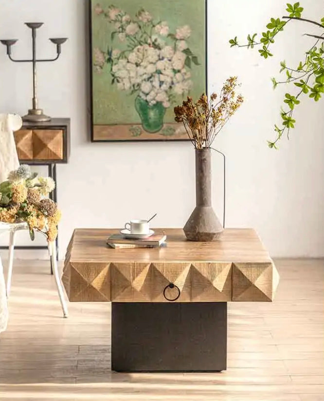 TTWO Modern Square Wooden Coffee Table, with Storage