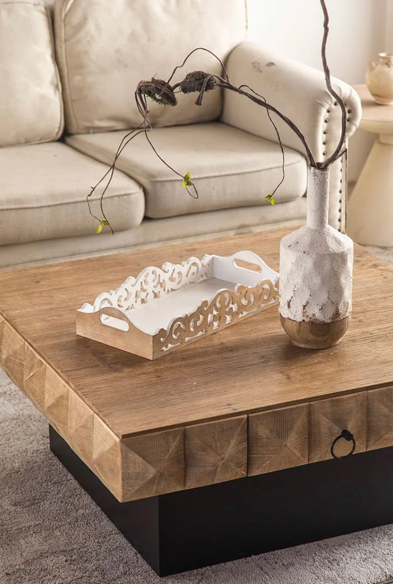 TTWO Modern Square Wooden Coffee Table, with Storage