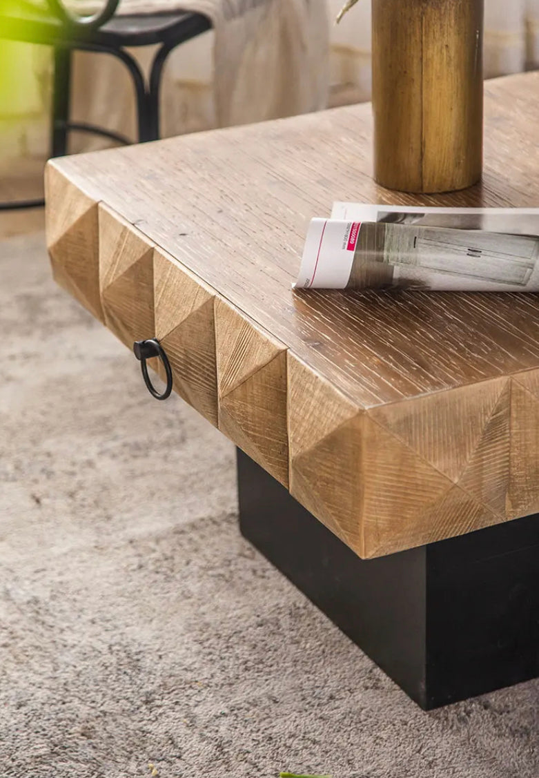 TTWO Modern Square Wooden Coffee Table, with Storage