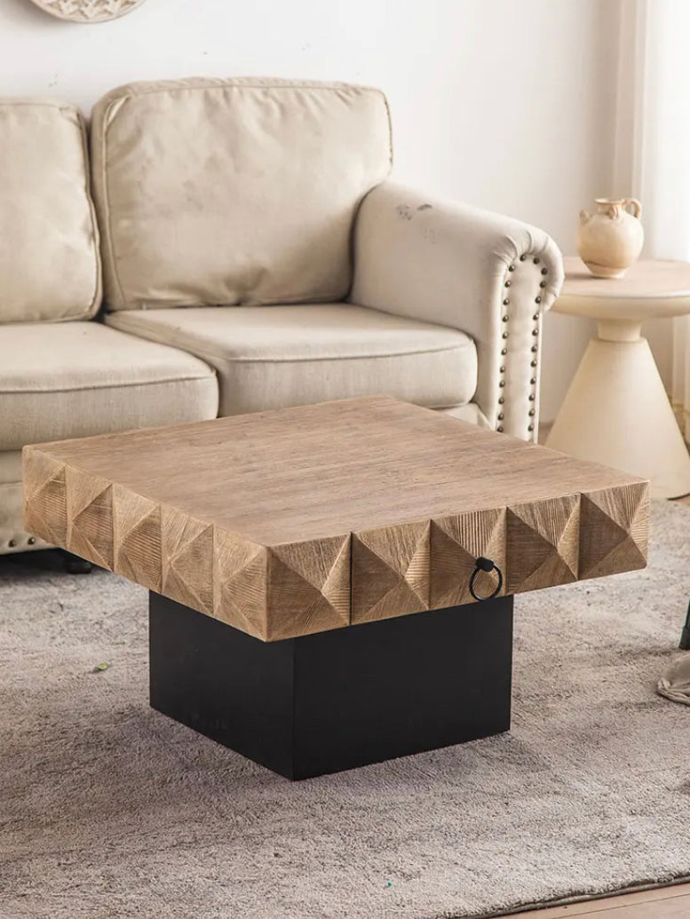 TTWO Modern Square Wooden Coffee Table, with Storage