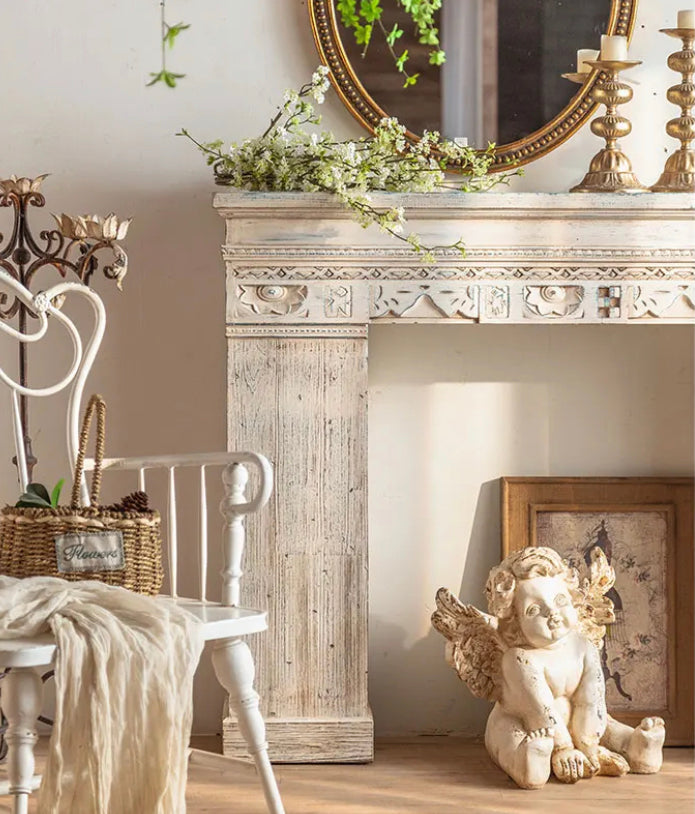 European Style White Console Table - Minimalist Hallway Accent Table