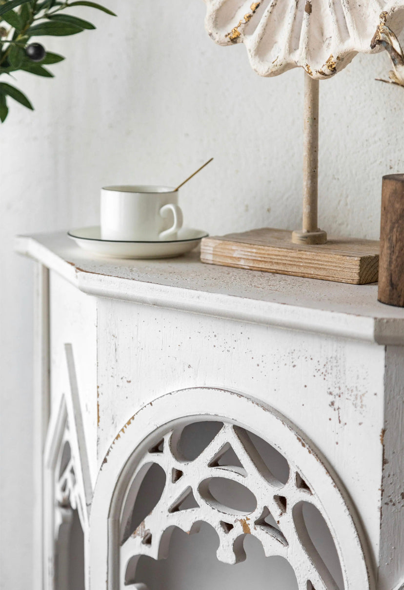 TTWO Vintage Wooden Console Table - French Style Hollow-Out Hallway Table