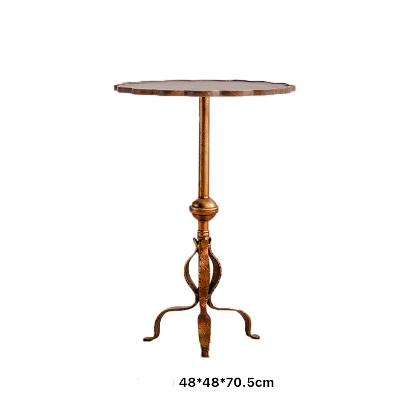 TTWO Vintage Gold Metal & Wood End Table, Adjustable Nesting Modern Accent Tables