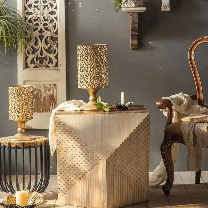 Unique Solid Wood Fir Accent Table - Eco-Friendly Minimalist Tea Table