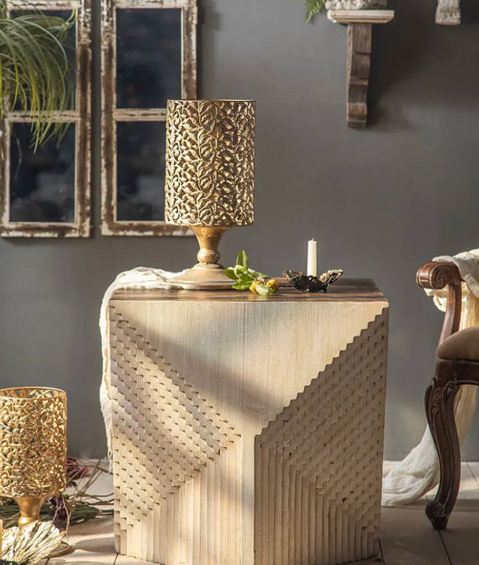 Unique Solid Wood Fir Accent Table - Eco-Friendly Minimalist Tea Table