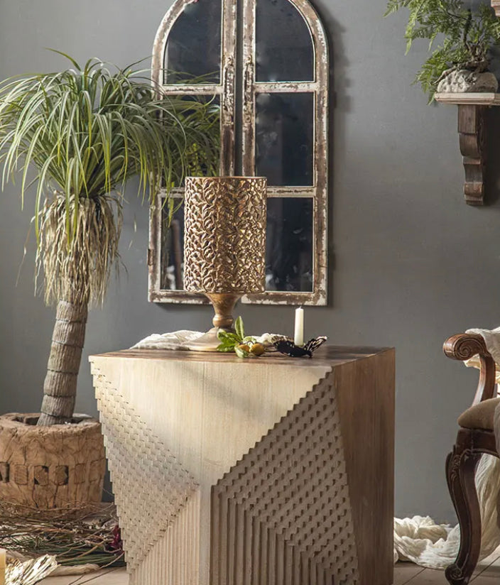 Unique Solid Wood Fir Accent Table - Eco-Friendly Minimalist Tea Table