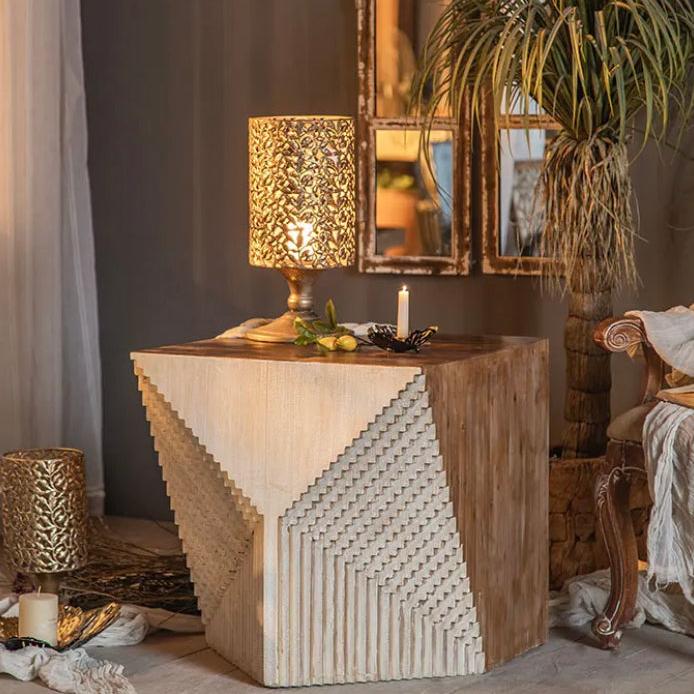 Unique Solid Wood Fir Accent Table - Eco-Friendly Minimalist Tea Table