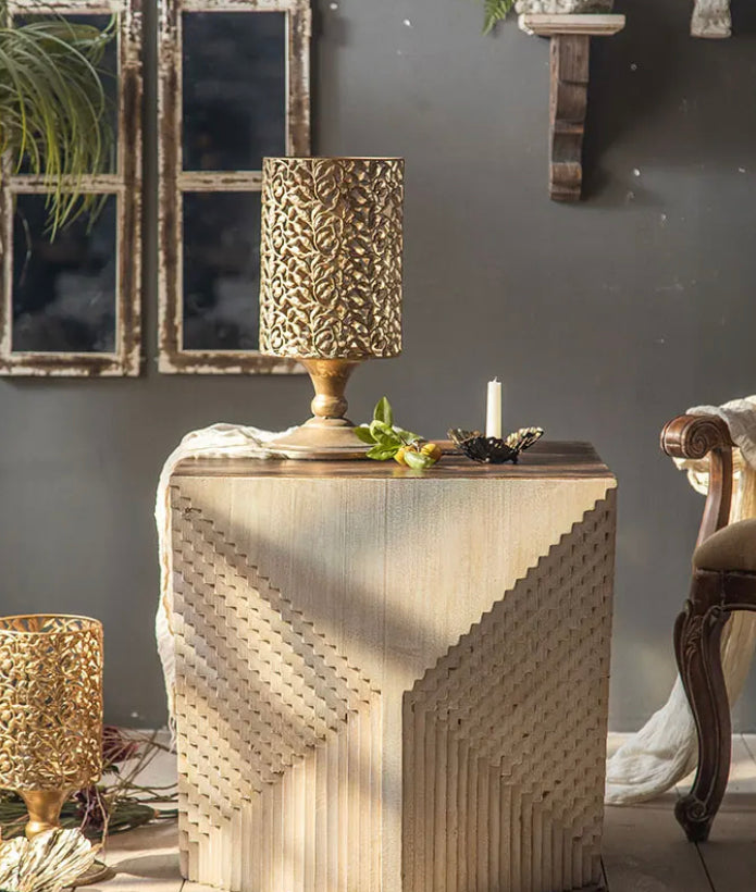 Unique Solid Wood Fir Accent Table - Eco-Friendly Minimalist Tea Table