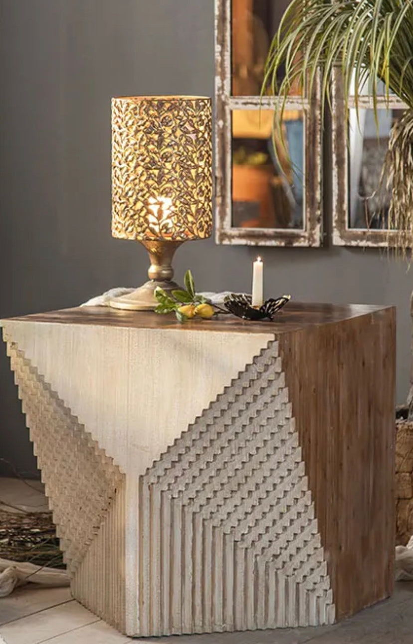 Unique Solid Wood Fir Accent Table - Eco-Friendly Minimalist Tea Table
