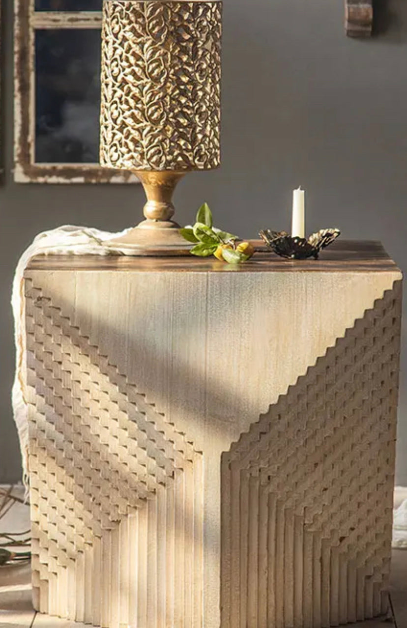 Unique Solid Wood Fir Accent Table - Eco-Friendly Minimalist Tea Table