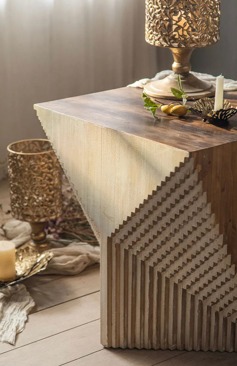 Unique Solid Wood Fir Accent Table - Eco-Friendly Minimalist Tea Table