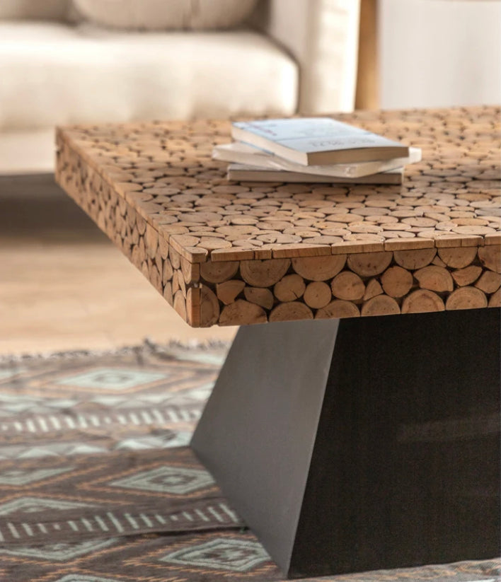 European Style Wood & Metal Luxury Coffee Table - Adjustable Modern Accent Table