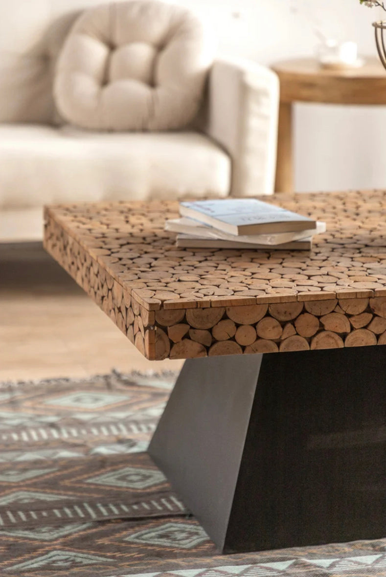 European Style Wood & Metal Luxury Coffee Table - Adjustable Modern Accent Table