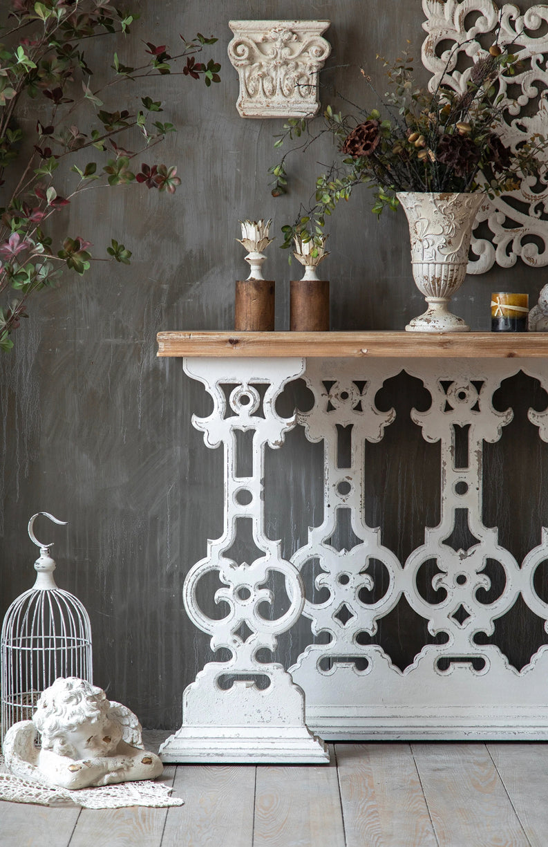 TTWO Romanesque Style Solid Wood Console Table - Adjustable Antique Hallway Accent