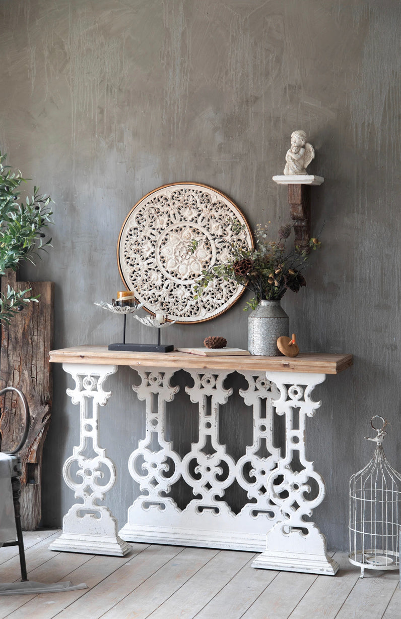 TTWO Romanesque Style Solid Wood Console Table - Adjustable Antique Hallway Accent