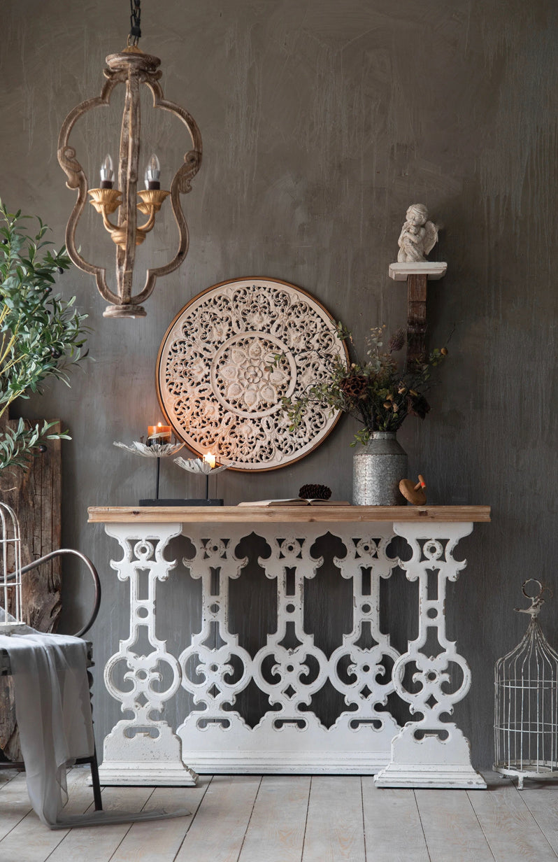 TTWO Romanesque Style Solid Wood Console Table - Adjustable Antique Hallway Accent