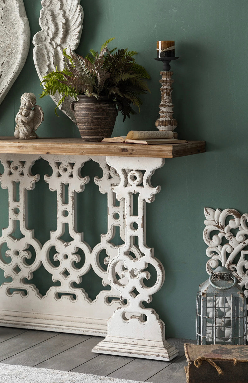 TTWO Romanesque Style Solid Wood Console Table - Adjustable Antique Hallway Accent