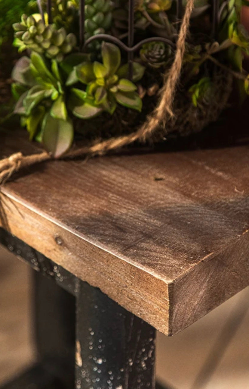 Nordic Solid Wood Accent Ottoman/Table - Coastal Rustic Stool