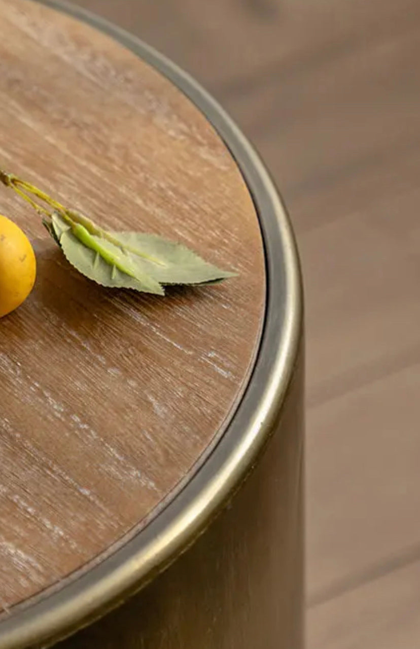 Modern Industrial Round Tea Table - Adjustable Iron & MDF Accent Table