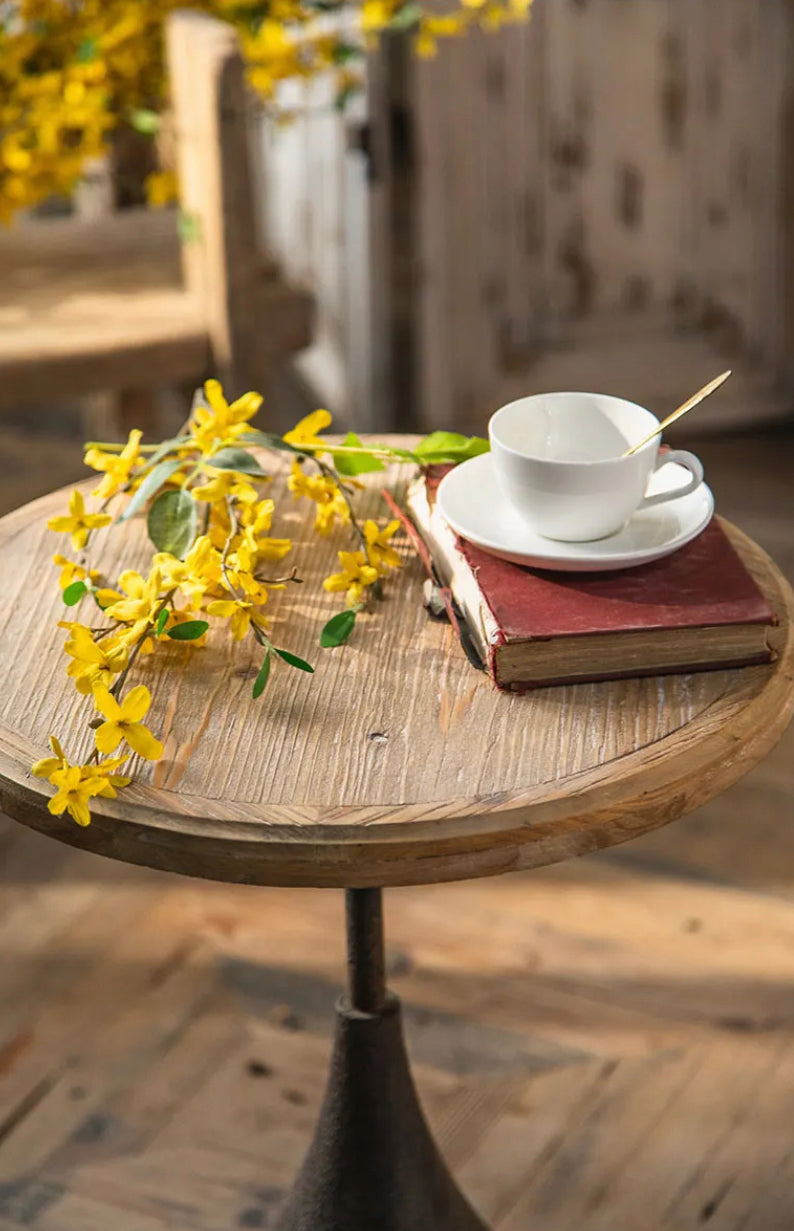 Countryside Minimalist Nesting Tea Table - Round Iron & MDF Accent Drink End Table