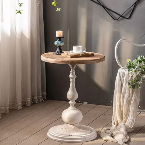 European Modern Design Round Tall Accent Table Living Room White Coffee Tea Side Table