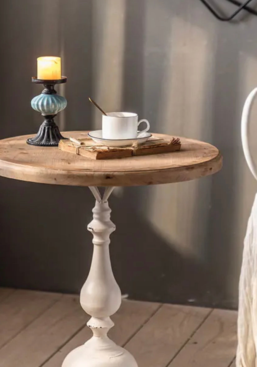 European Modern White Round Tea Table - Adjustable Minimalist Accent Table