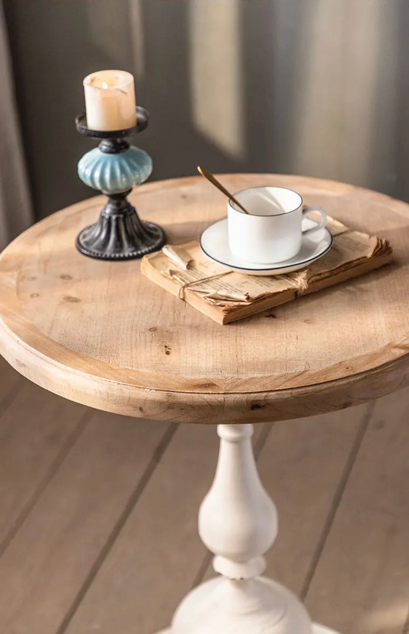 European Modern White Round Tea Table - Adjustable Minimalist Accent Table