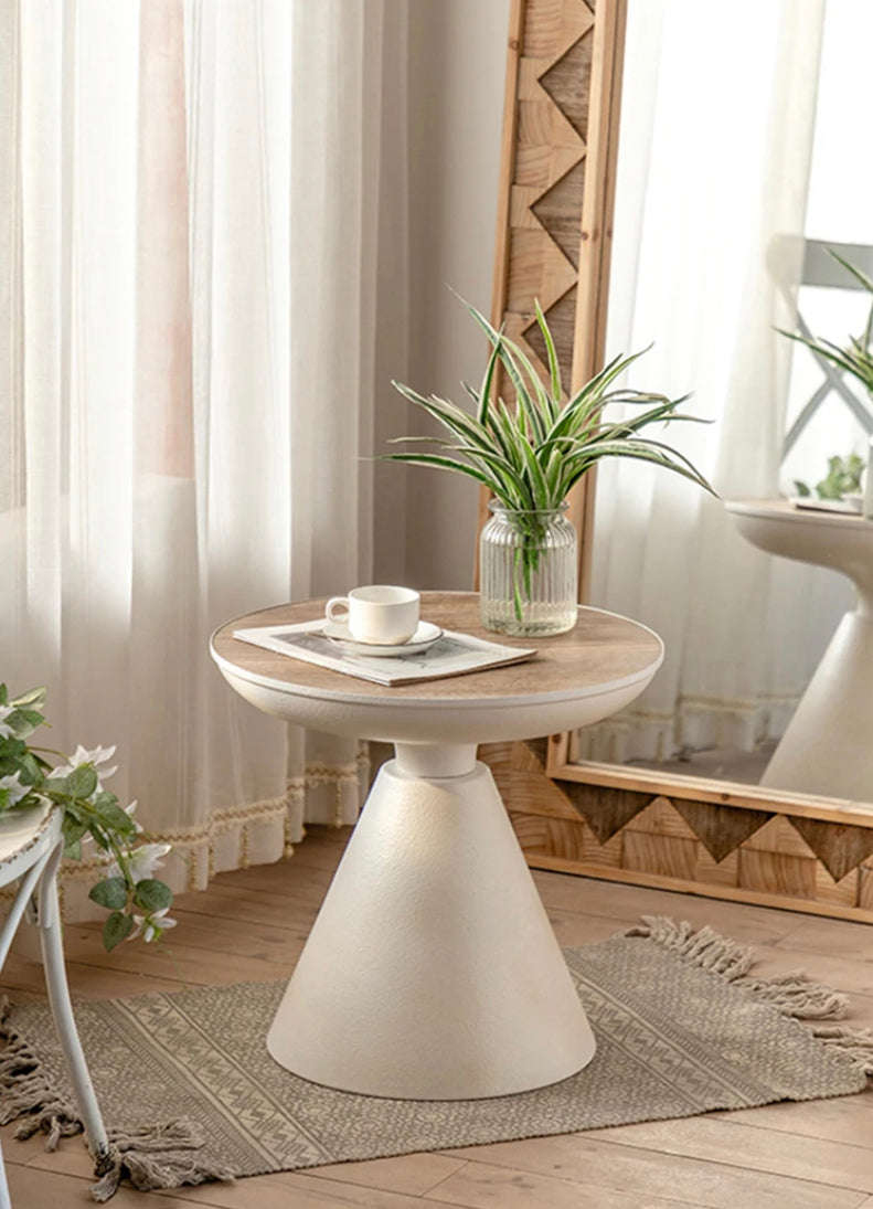 Nordic Minimalist Wood & Iron Drink, Tea Table - Scandinavian Accent Table
