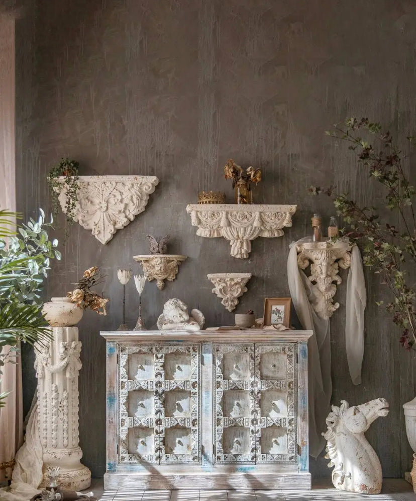 Carved Buffet Cabinet High Quality Furniture Accent Wood Cabinet Living Room, Bedroom Storage Decorative Cabinets