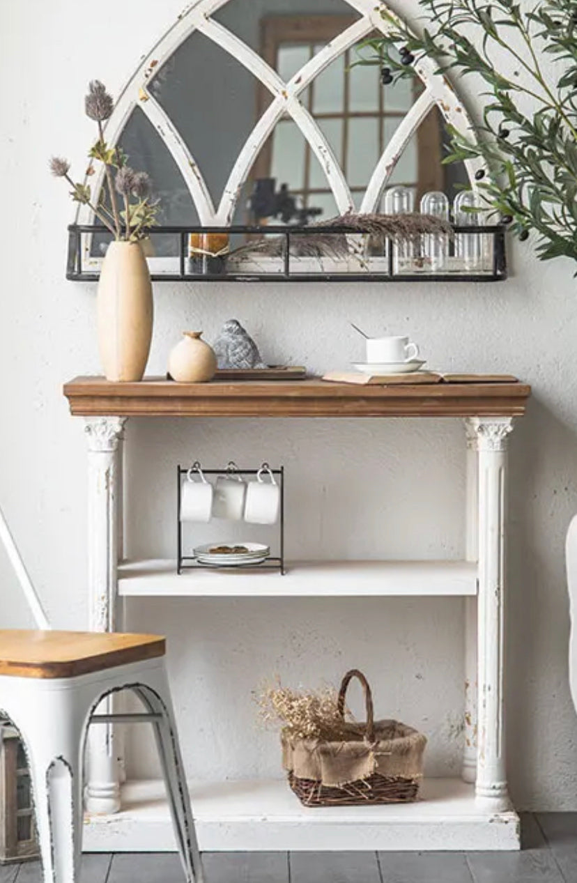 Antique Console Table - Adjustable Fir & MDF Hallway Accent Table