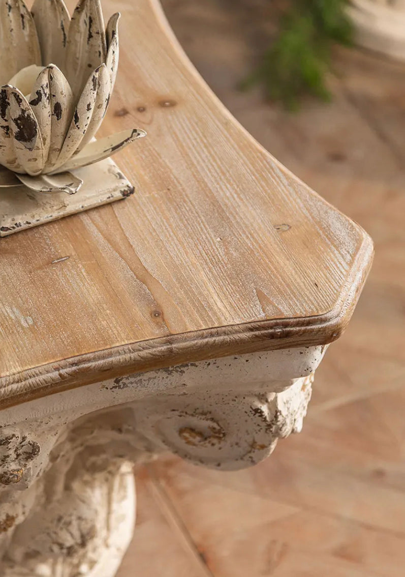Scandinavian Contemporary Fir Wood Tea Table - Adjustable Square Accent Table