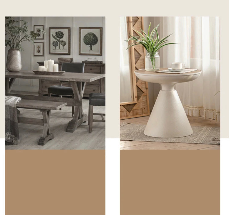 Modern Nordic Wood & Iron Tea Table - Adjustable Retro Accent End Table