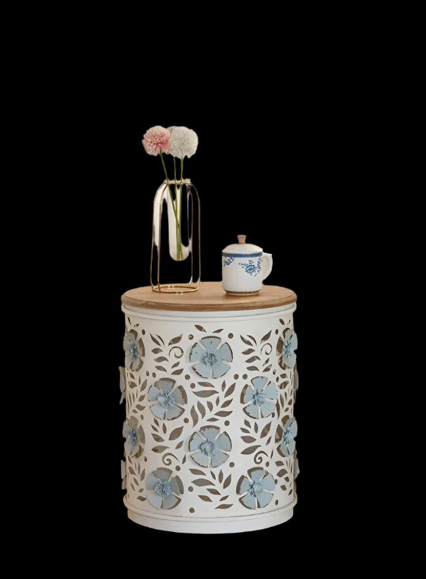Nordic Modern Round Tea Table - Adjustable Wood & Metal Accent Table