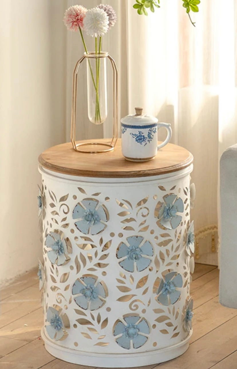 Nordic Modern Round Tea Table - Adjustable Wood & Metal Accent Table
