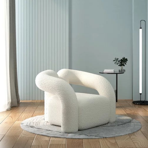 Nordic Orange Wool Accent Chair, Modern Adjustable Armchair for Living Room