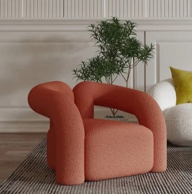Nordic Orange Wool Accent Chair, Modern Adjustable Armchair for Living Room